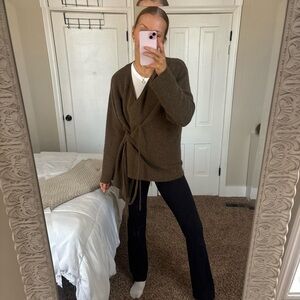 Zara Brown Wrap Cardigan with Self-Tie